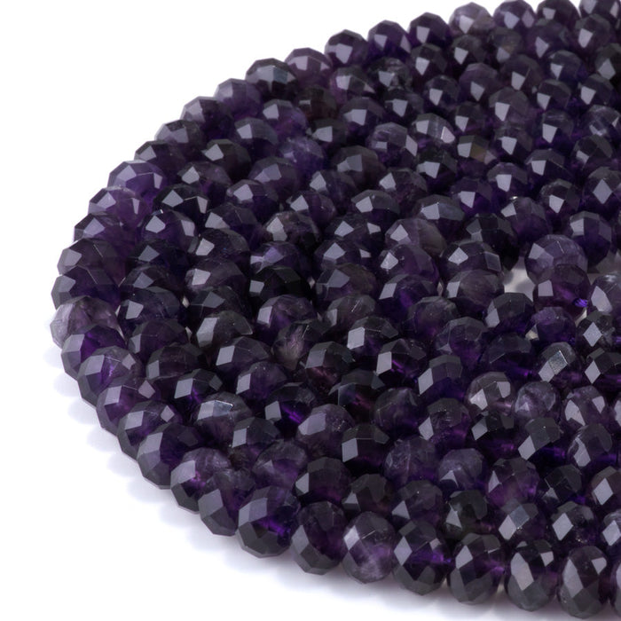 This is a Dakota Stones 5x8mm Amethyst Gemstone strand with A grade faceted rondelle beads in 15-16 inch strand.