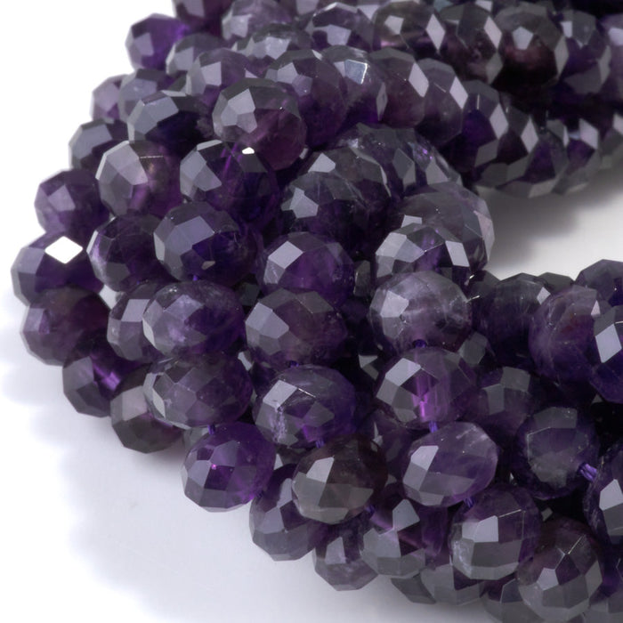 This is a Dakota Stones 5x8mm Amethyst Gemstone strand with A grade faceted rondelle beads in 15-16 inch strand.