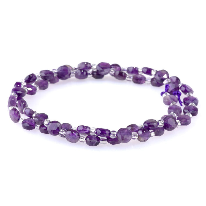 Amethyst 6mm Coin Star Cut A Grade - 15-16 Inch