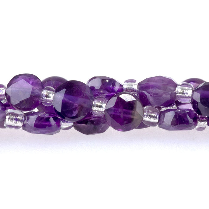 Amethyst 6mm Coin Star Cut A Grade - 15-16 Inch