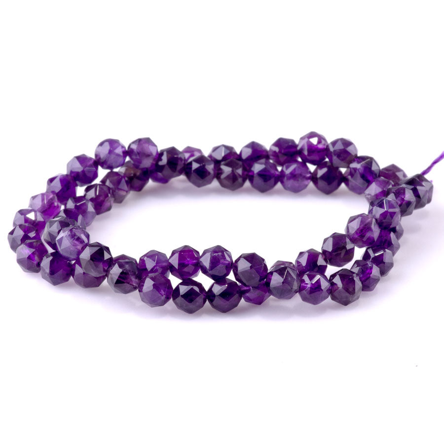 Amethyst 6mm Double Heart Faceted A Grade - 15-16 Inch