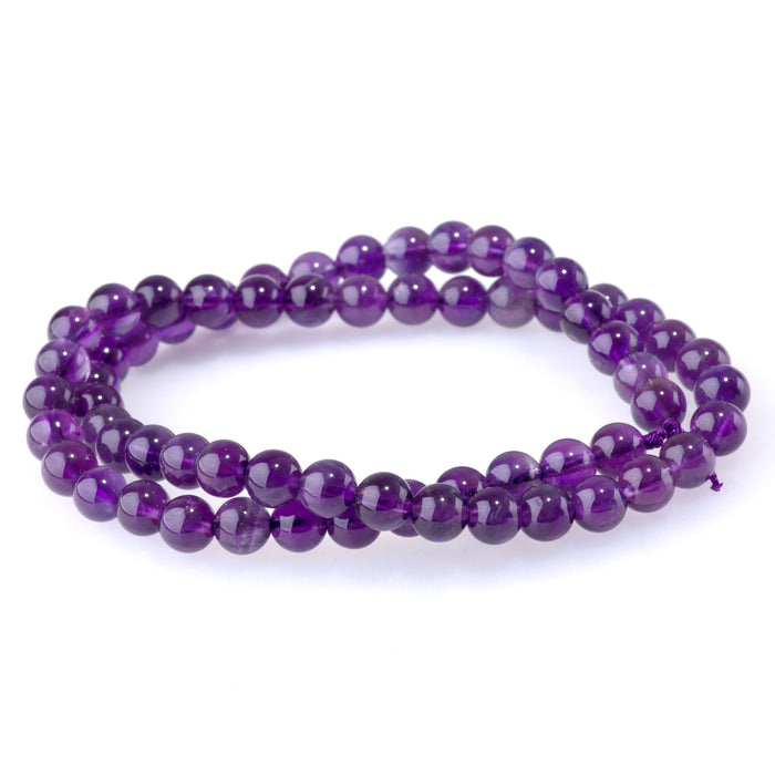 Amethyst 6mm Round A Grade - 15-16 Inch