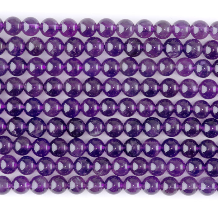 Amethyst 6mm Round A Grade - 15-16 Inch