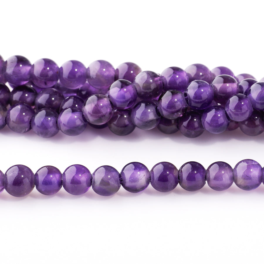 Amethyst 6mm Round - Large Hole Beads