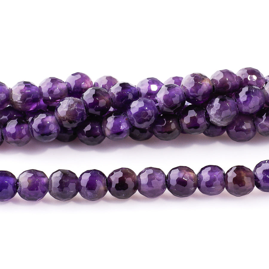 Amethyst 6mm Round Faceted - Large Hole Beads