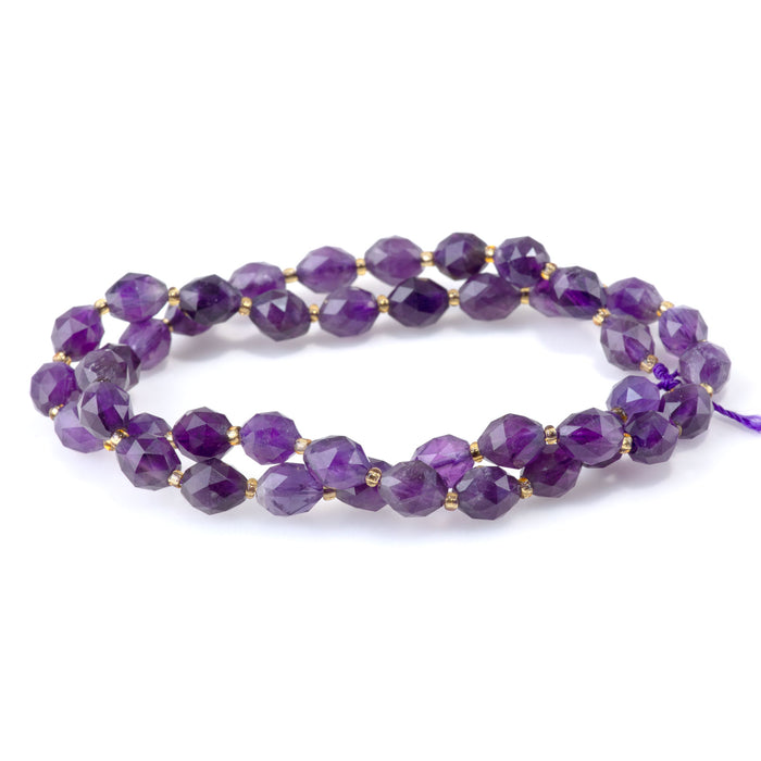 Amethyst 6x8mm Triangle Cut Faceted Rice Bead - 15-16 Inch