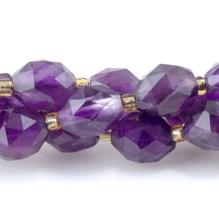Amethyst 6x8mm Triangle Cut Faceted Rice Bead - 15-16 Inch