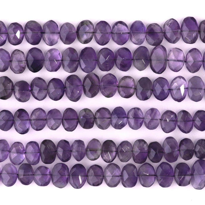 Amethyst 7x10-8x14mm Faceted Irregular Oval - 10 Inch