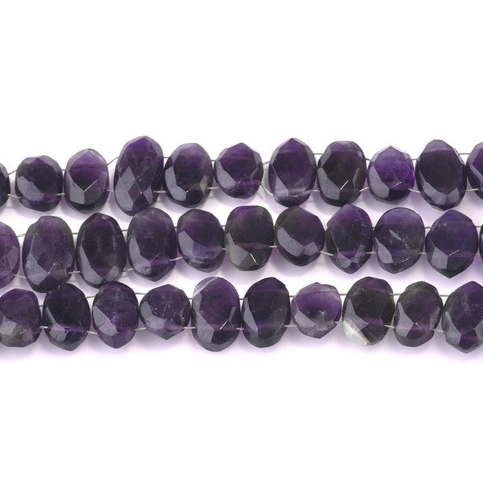 Amethyst 7x10-9x15mm Faceted Double Drill Irregular Oval - 10 Inch