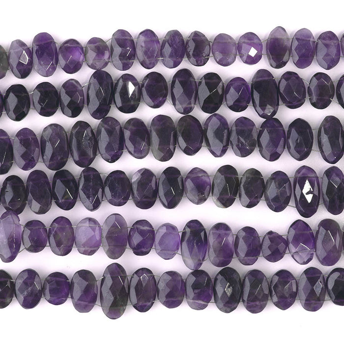 Amethyst 7x10-9x15mm Faceted Double Drill Irregular Oval - 10 Inch