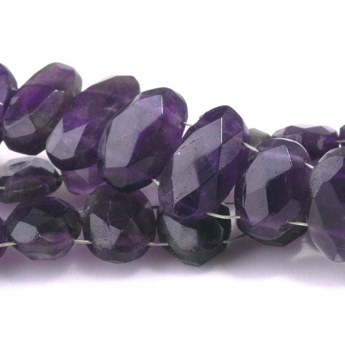 Amethyst 7x10-9x15mm Faceted Double Drill Irregular Oval - 10 Inch