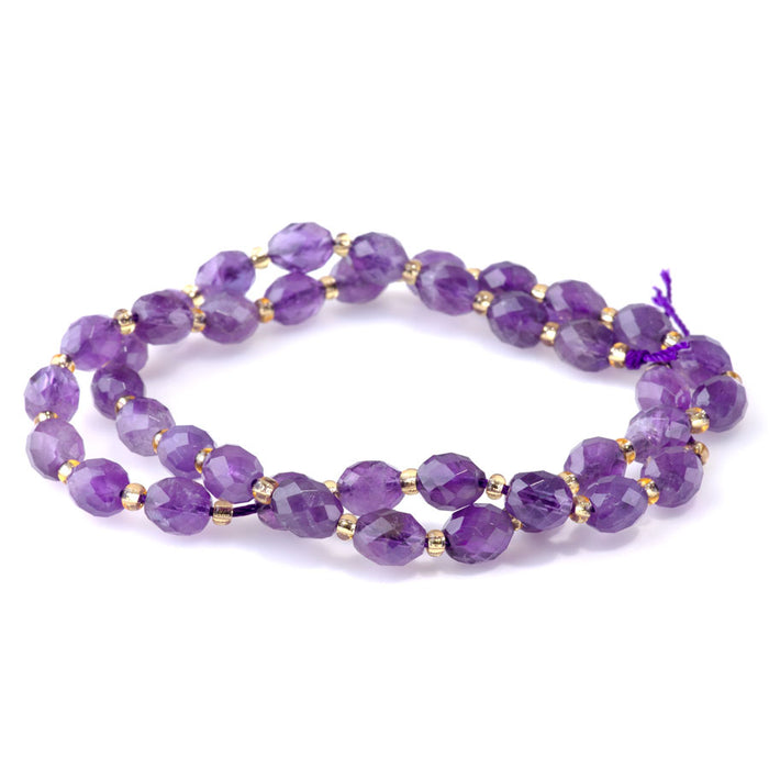 Amethyst 7x8mm Faceted Rice Bead A Grade - 15-16 Inch