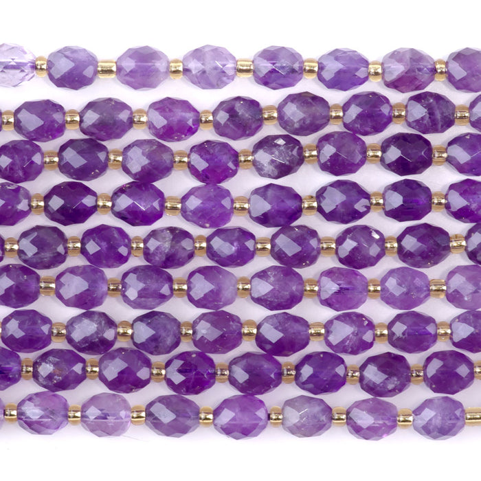 Amethyst 7x8mm Faceted Rice Bead A Grade - 15-16 Inch
