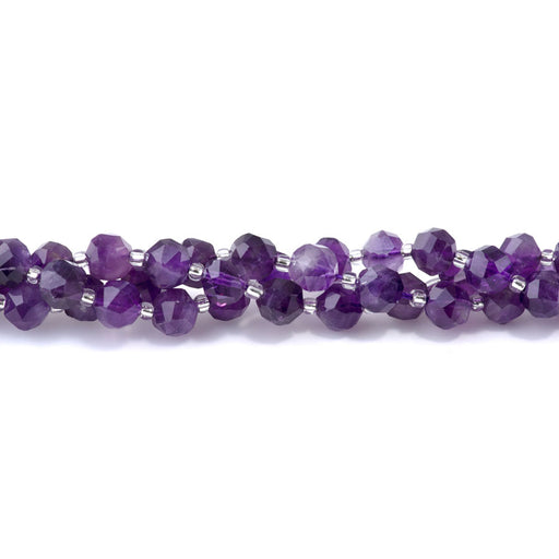 This is a Dakota Stones 7x8mm Amethyst Gemstone strand with A grade faceted nugget beads in 15-16 inch strand.