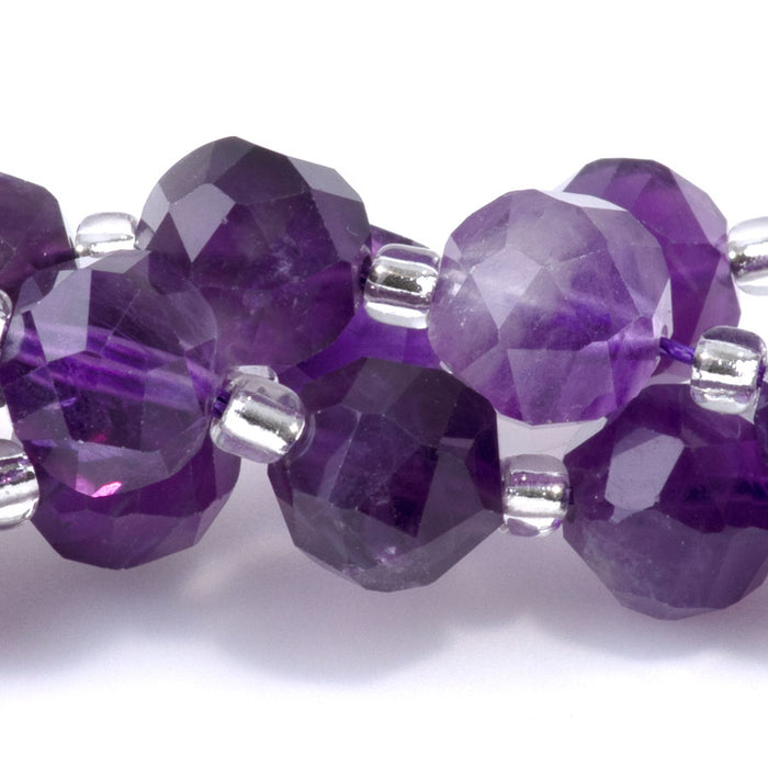 Amethyst 7x8mm Faceted Nugget A Grade - 15-16 Inch