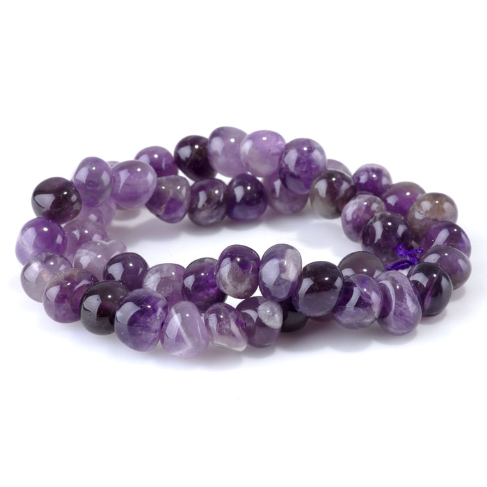 Amethyst 8x10-9x13mm Side Drilled Pebble - 15-16 Inch