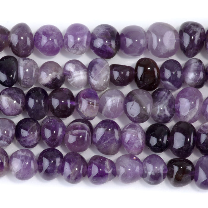 Amethyst 8x10-9x13mm Side Drilled Pebble - 15-16 Inch