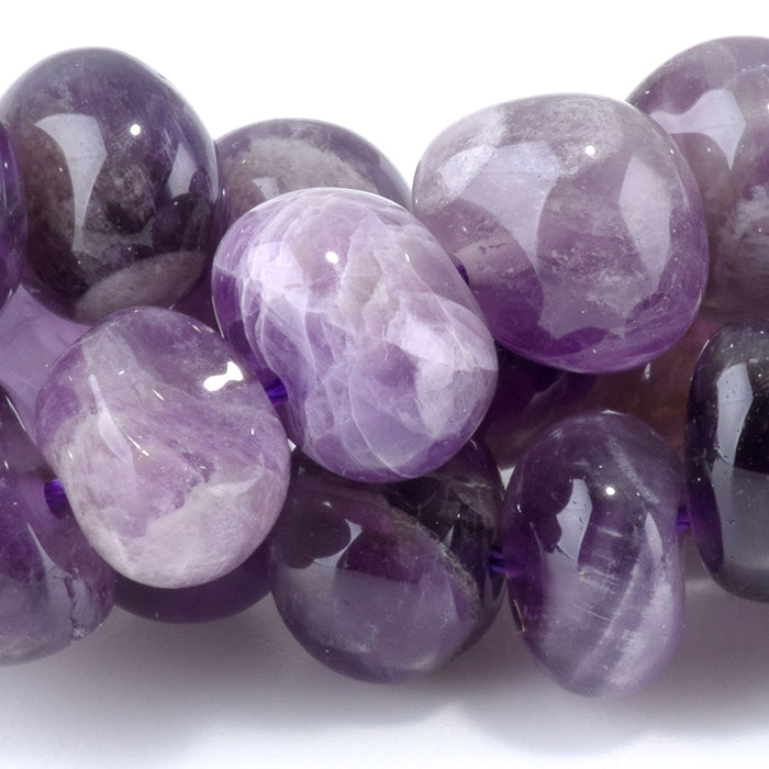 Amethyst 8x10-9x13mm Side Drilled Pebble - 15-16 Inch