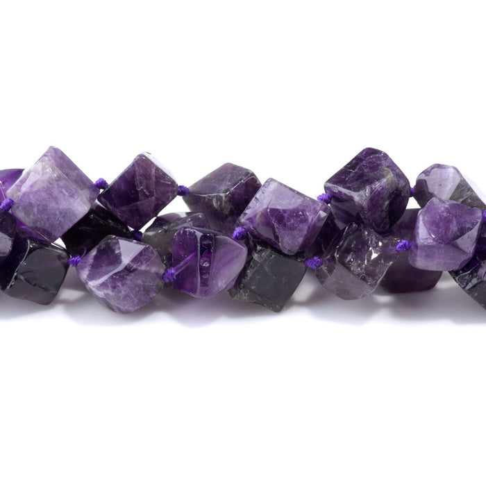 Amethyst 8x10-10x14mm Graduated Corner Drill Nugget - 15-16 Inch