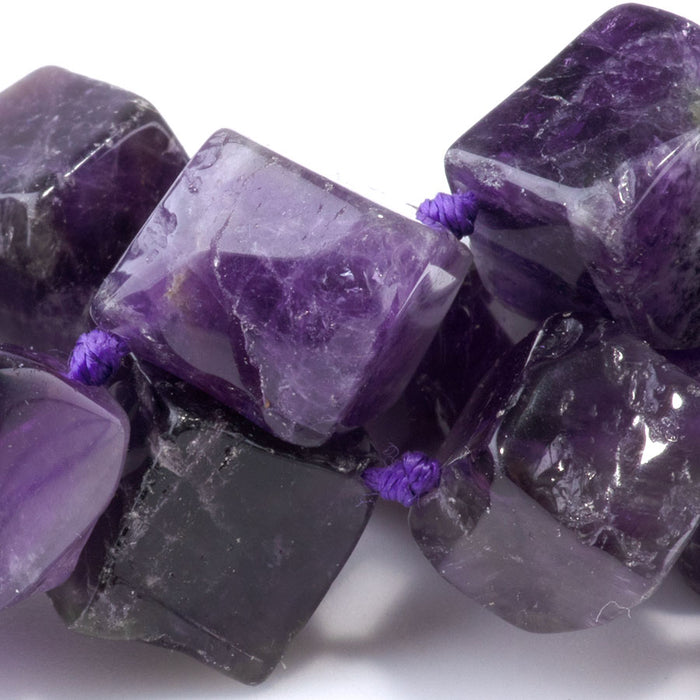 Amethyst 8x10-10x14mm Graduated Corner Drill Nugget - 15-16 Inch