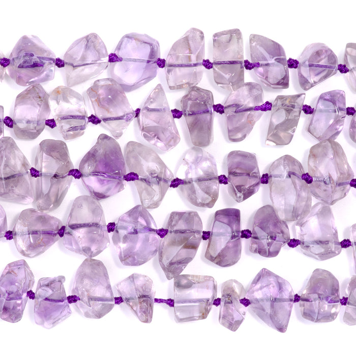 Amethyst 8x12-10x14mm Side Drill Faceted Nugget A Grade - 15-16 Inch