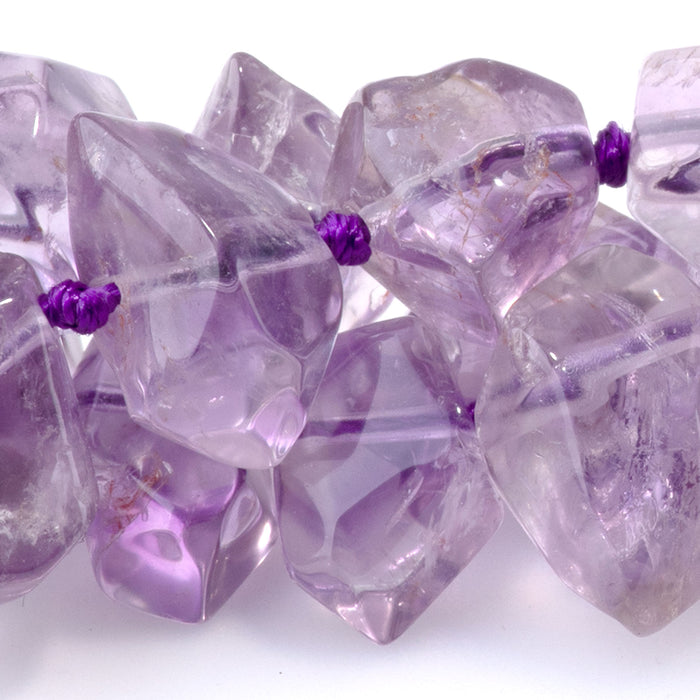 Amethyst 8x12-10x14mm Side Drill Faceted Nugget A Grade - 15-16 Inch