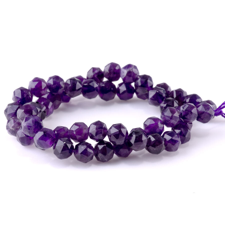 Amethyst 8mm Double Heart Faceted A Grade - 15-16 Inch