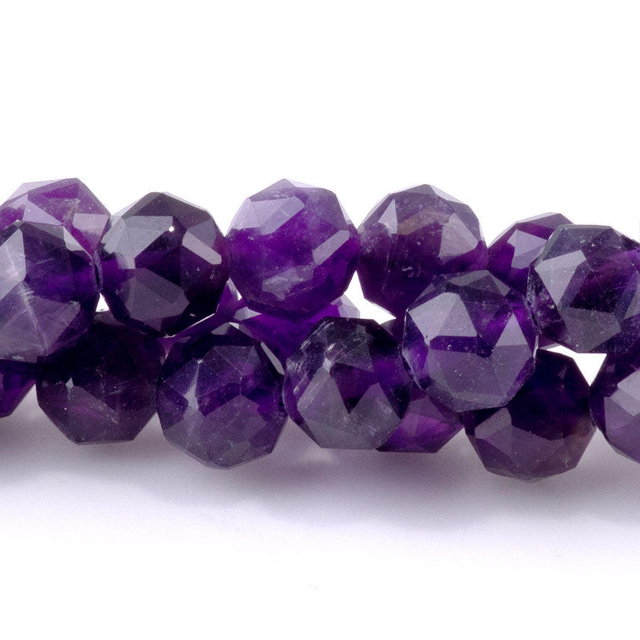 Amethyst 8mm Double Heart Faceted A Grade - 15-16 Inch