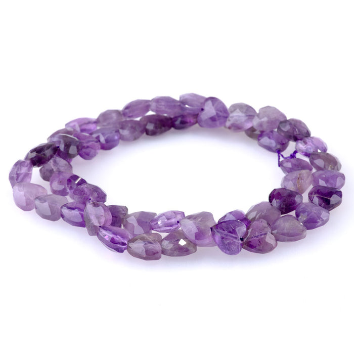 Amethyst 8mm Faceted Puff Heart - 15-16 Inch