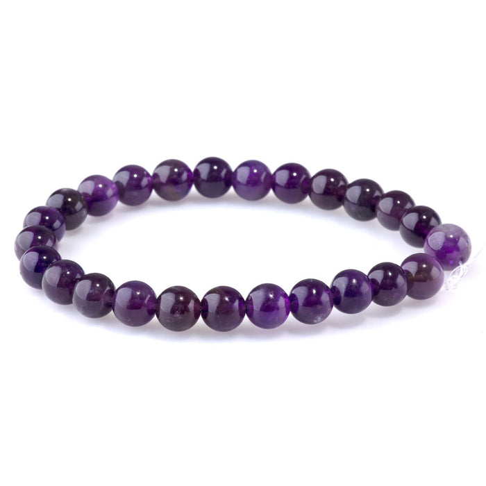 Amethyst 8mm Round A Grade - 15-16 Inch