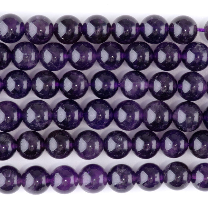 Amethyst 8mm Round A Grade - 15-16 Inch