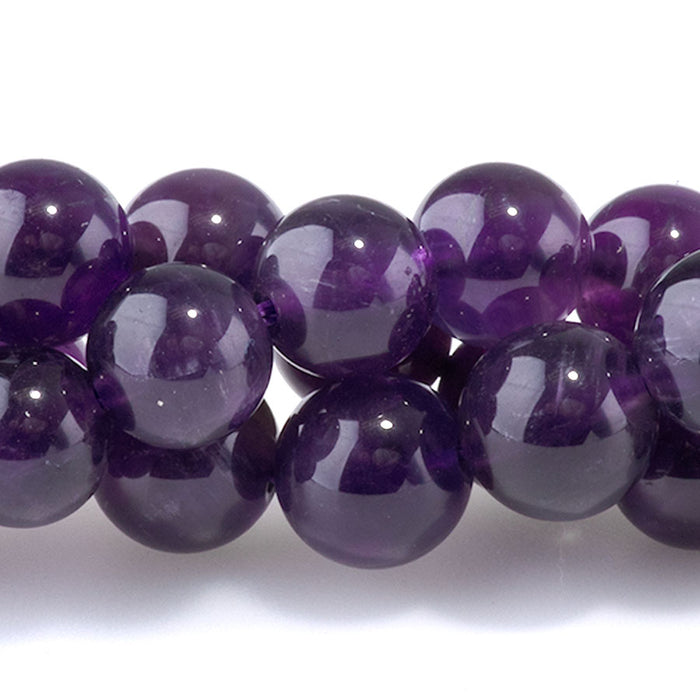 Amethyst 8mm Round A Grade - 15-16 Inch