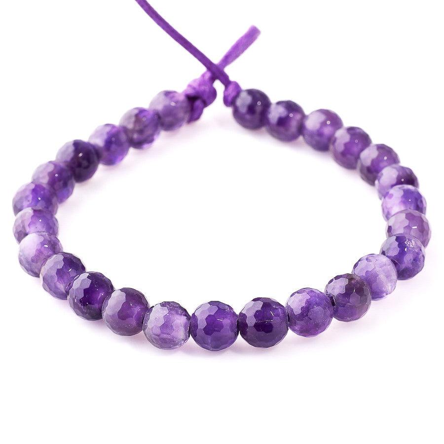 Amethyst 8mm Round Faceted - Large Hole Beads