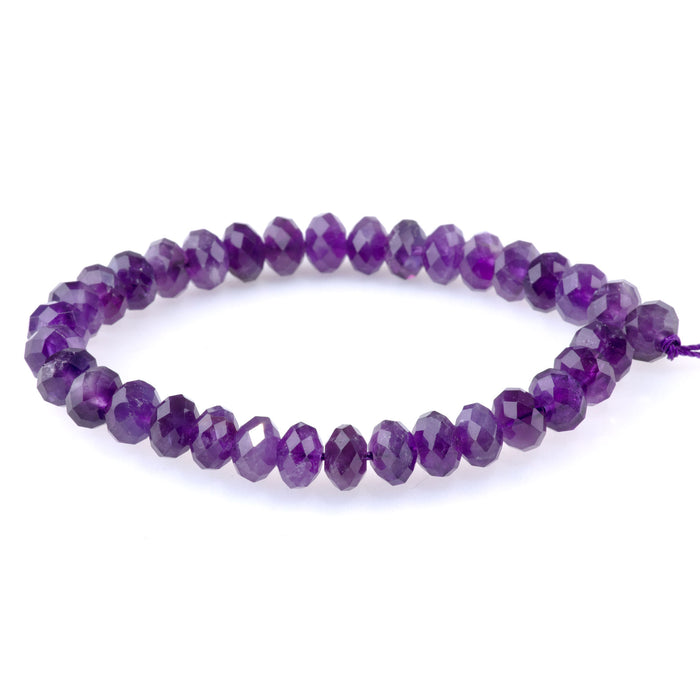 Amethyst 8mm Faceted Rondelle - 8-Inch