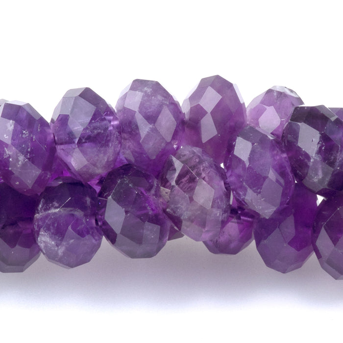 Amethyst 8mm Faceted Rondelle - 8-Inch