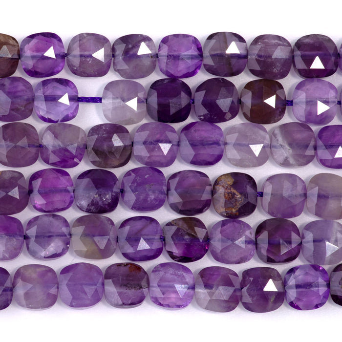 Amethyst 8mm Faceted Puff Square - 15-16 Inch