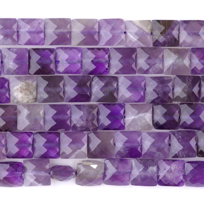 Amethyst 8mm Faceted Square A Grade - 15-16 Inch