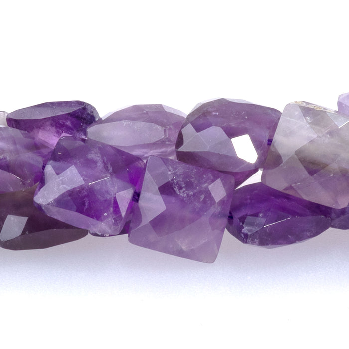 Amethyst 8mm Faceted Square A Grade - 15-16 Inch