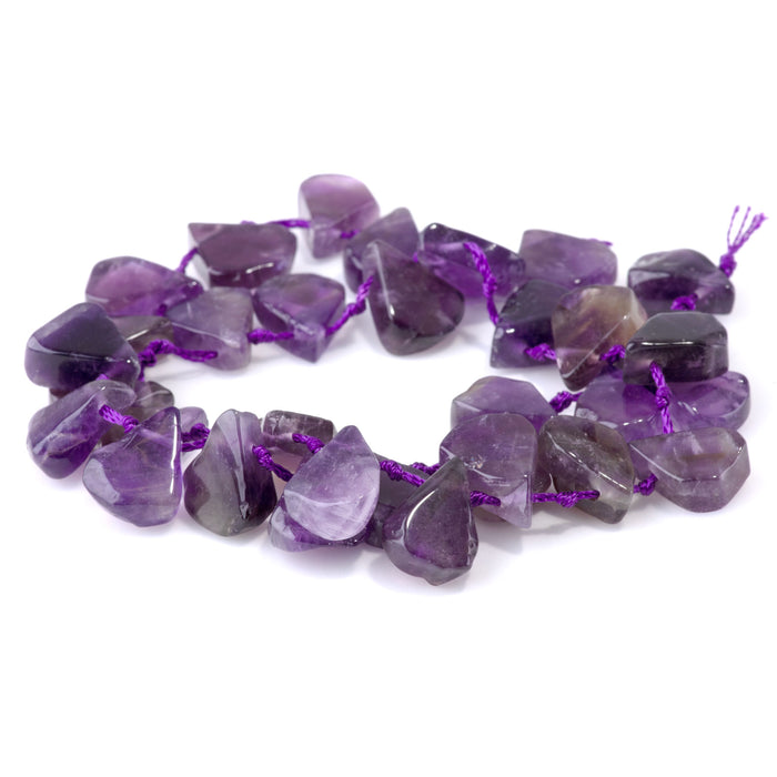 Amethyst 9x13-12x16mm Top Drill Irregular Flat Drop - 15-16 Inch