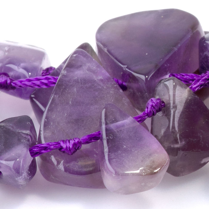 Amethyst 9x13-12x16mm Top Drill Irregular Flat Drop - 15-16 Inch