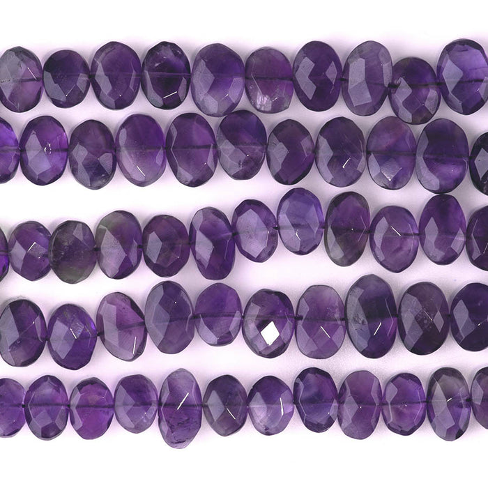 Amethyst 9x12-13x19mm Faceted Irregular Oval - 9-10 Inch