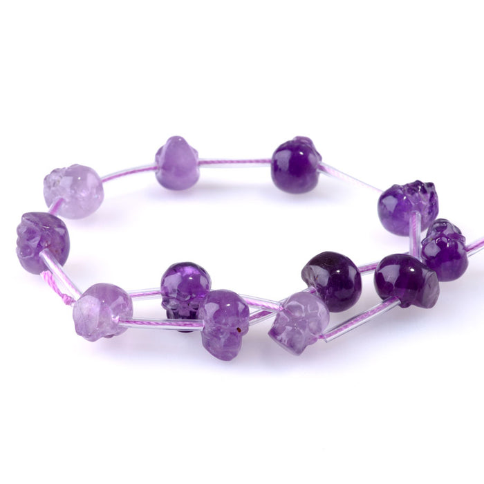 Amethyst 9x11mm Side Drill Skull - 15-16 Inch