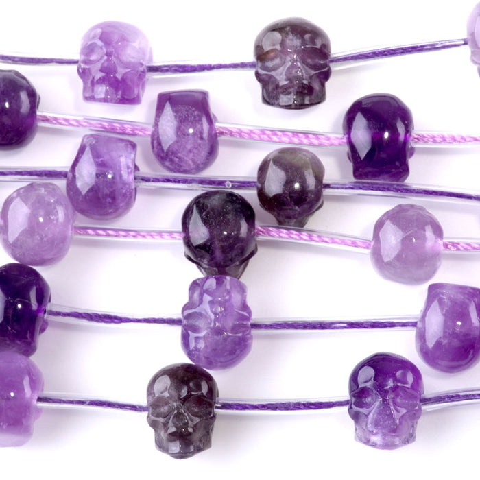 Amethyst 9x11mm Side Drill Skull - 15-16 Inch