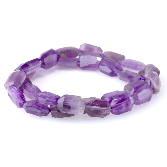 Amethyst 9x13mm Flat Free Form Faceted Beads - 15-16 Inch