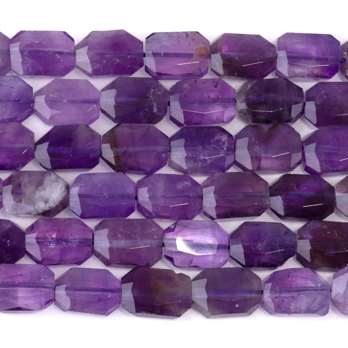 Amethyst 9x13mm Flat Free Form Faceted Beads - 15-16 Inch