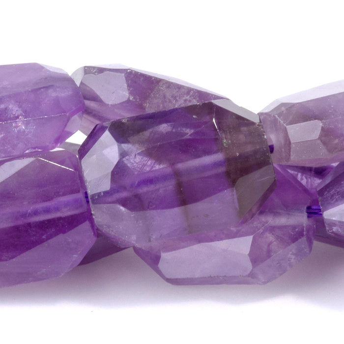 Amethyst 9x13mm Flat Free Form Faceted Beads - 15-16 Inch
