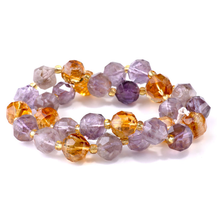 Ametrine 12mm Faceted Nugget A Grade - 15-16 Inch