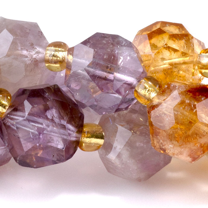 Ametrine 12mm Faceted Nugget A Grade - 15-16 Inch