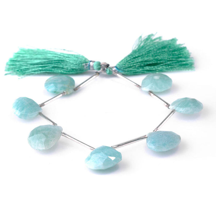 Amazonite 12-19mm Faceted Heart - 8 Inch
