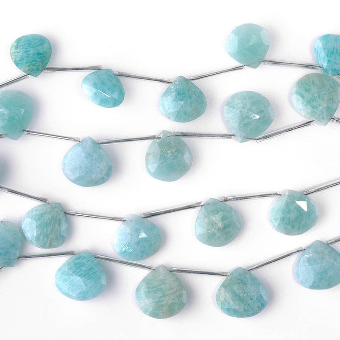 Amazonite 12-19mm Faceted Heart - 8 Inch